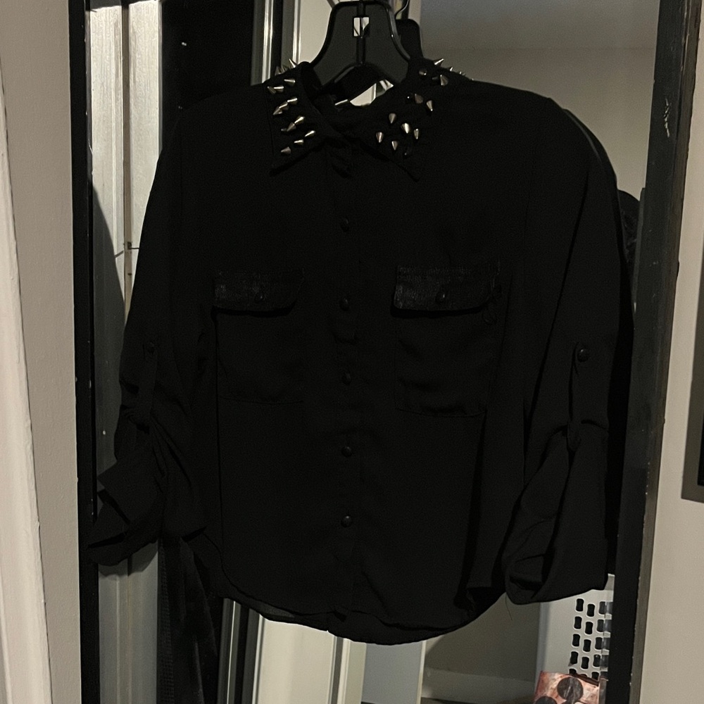 Black Studded Women's Top